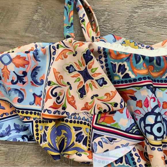 Anthropologie Maeve Shoreside One Shoulder Ruffle Bikini Top - Picture 9 of 13